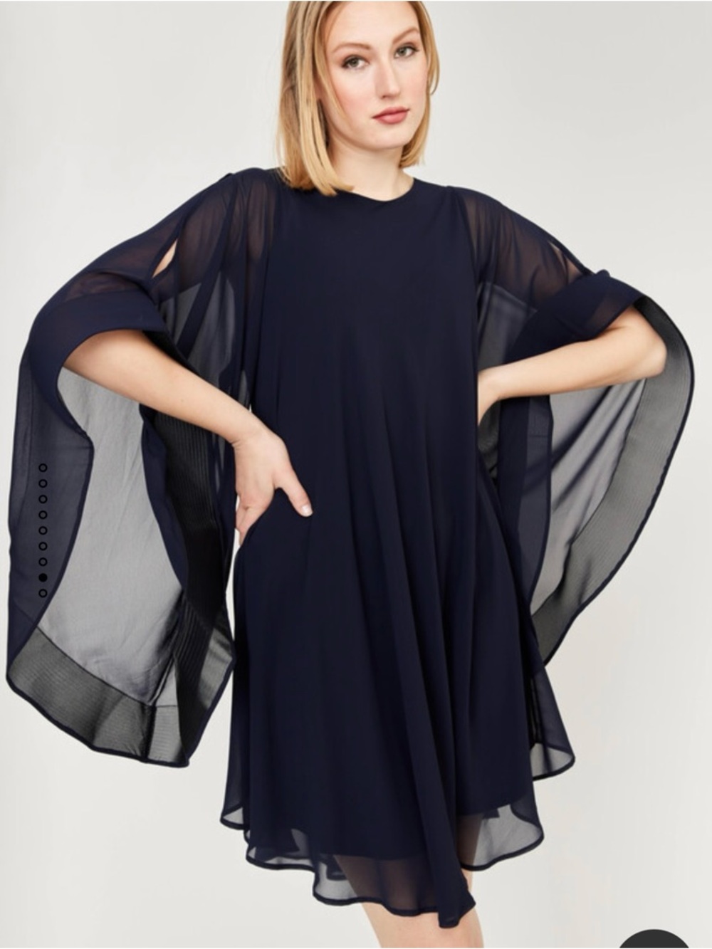 Frank Lyman Design Navy Blue Flowing Midi Dress